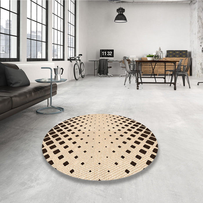 Round Patterned Sienna Brown Rug in a Office, pat2853org