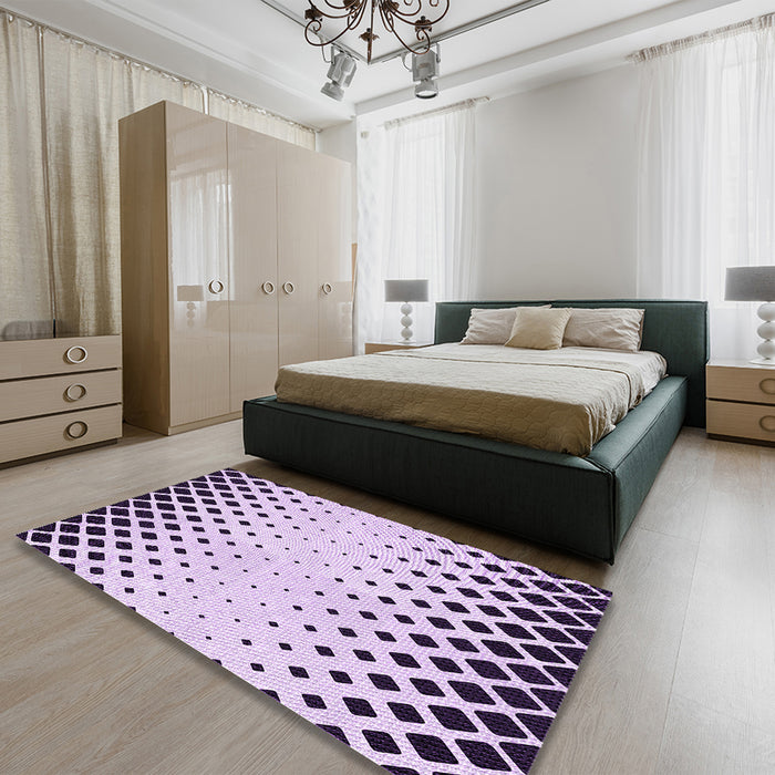 Patterned Bright Grape Purple Rug in a Bedroom, pat2853pur