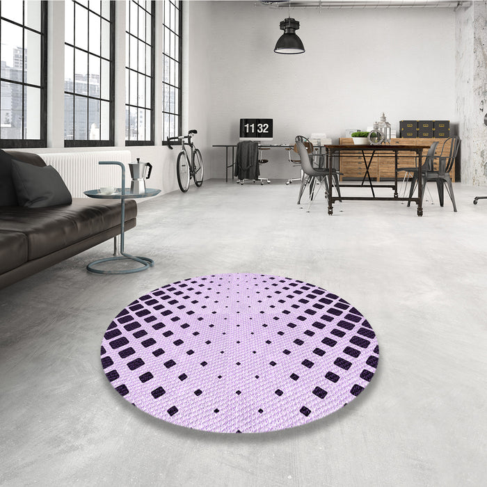 Round Patterned Bright Grape Purple Rug in a Office, pat2853pur
