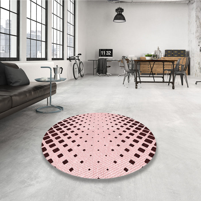 Round Patterned Light Rose Pink Rug in a Office, pat2853rd