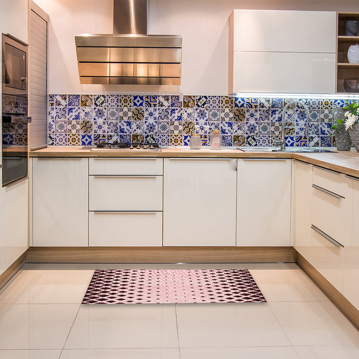 Patterned Light Rose Pink Rug in a Kitchen, pat2853rd