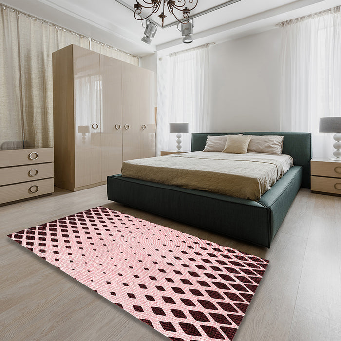 Patterned Light Rose Pink Rug in a Bedroom, pat2853rd