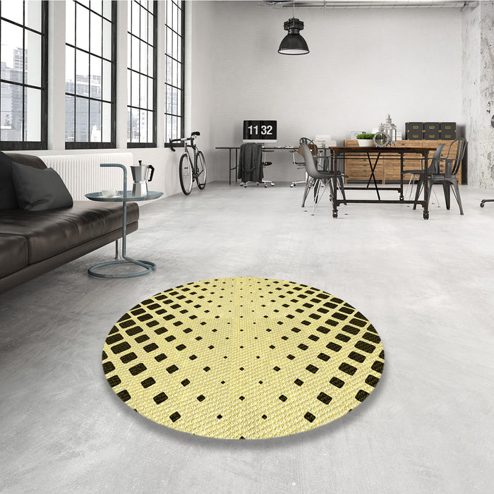Round Patterned Oak Brown Rug in a Office, pat2853yw