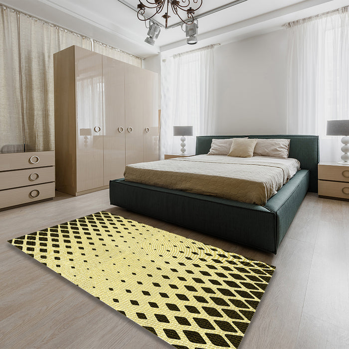 Patterned Oak Brown Rug in a Bedroom, pat2853yw