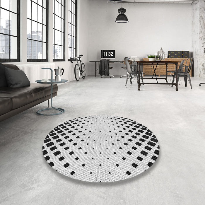 Round Patterned Gray Novelty Rug in a Office, pat2853