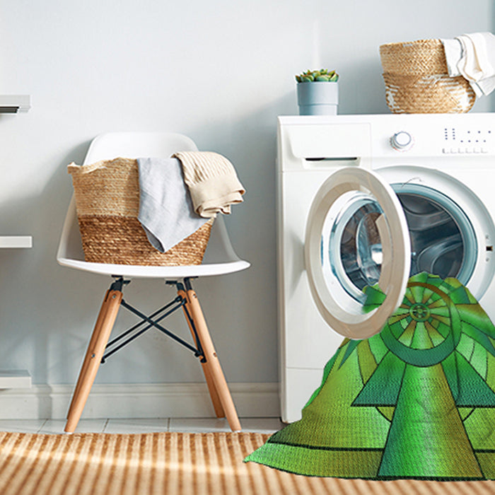 Machine Washable Transitional Seaweed Green Rug in a Washing Machine, wshpat2854grn