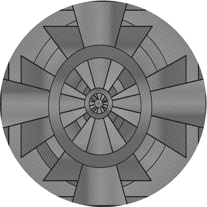 Round Machine Washable Transitional Grey Gray Rug, wshpat2854gry