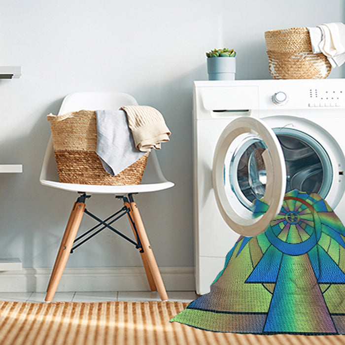 Machine Washable Transitional Emerald Green Rug in a Washing Machine, wshpat2854lblu