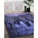 Patterned Medium Slate Blue Rug in Family Room, pat2855blu