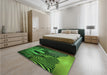Patterned Dark Forest Green Rug in a Bedroom, pat2855grn