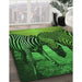 Patterned Dark Forest Green Rug in Family Room, pat2855grn