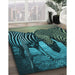 Machine Washable Transitional Deep Teal Green Rug in a Family Room, wshpat2855lblu