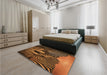 Patterned Orange Rug in a Bedroom, pat2855org