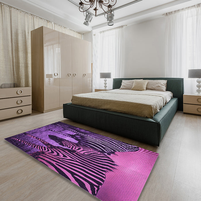 Patterned Dark Purple Rug in a Bedroom, pat2855pur