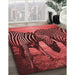 Patterned Maroon Red Rug in Family Room, pat2855rd