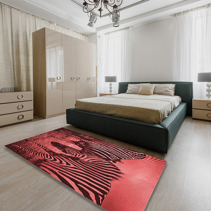 Patterned Maroon Red Rug in a Bedroom, pat2855rd