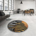 Round Patterned Mid Gray Novelty Rug in a Office, pat2855