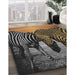 Patterned Mid Gray Novelty Rug in Family Room, pat2855