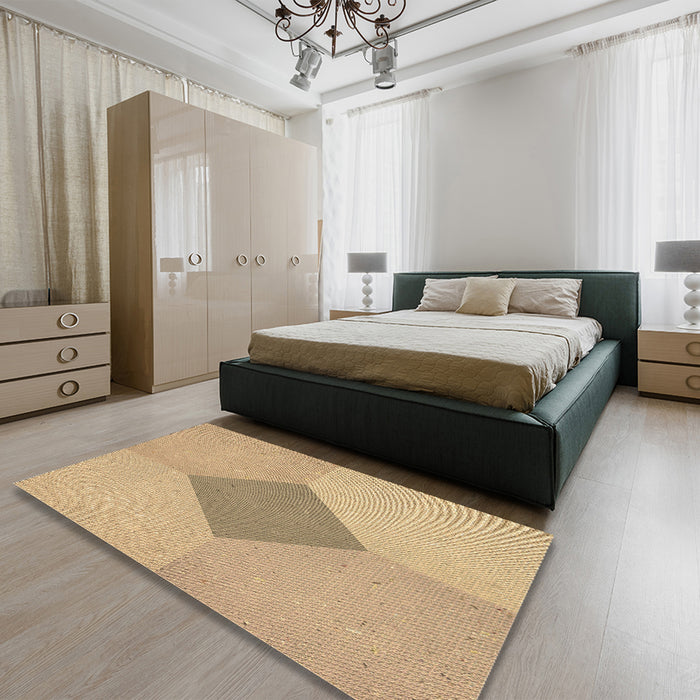 Patterned Bronze Brown Rug in a Bedroom, pat2856brn