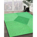 Patterned Neon Green Rug in Family Room, pat2856grn