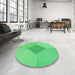 Round Patterned Neon Green Rug in a Office, pat2856grn