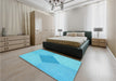 Patterned Bright Cyan Blue Rug in a Bedroom, pat2856lblu