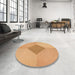 Round Patterned Yellow Orange Rug in a Office, pat2856org