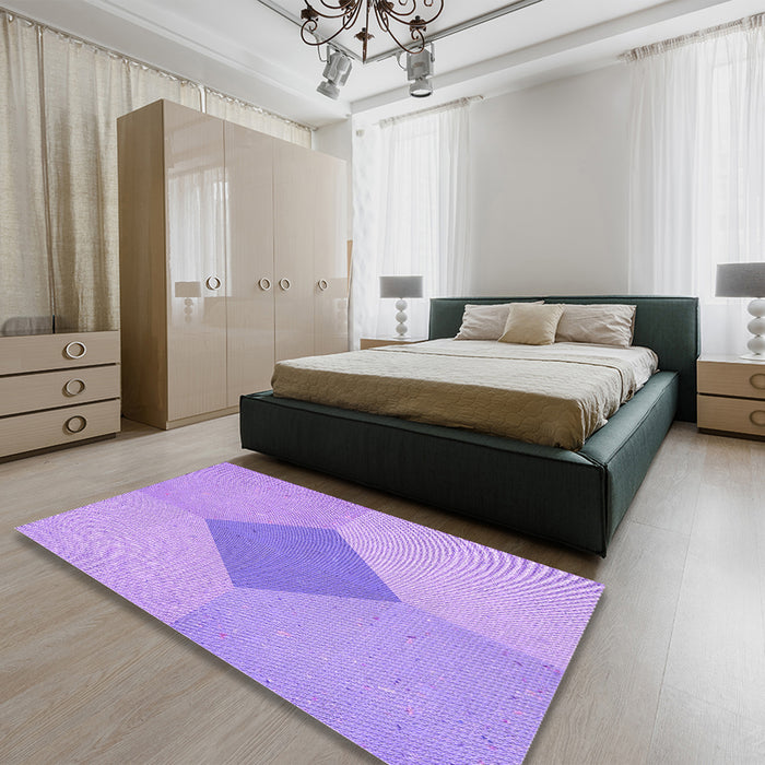 Round Machine Washable Transitional Purple Rug in a Office, wshpat2856pur