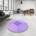 Round Patterned Purple Rug in a Office, pat2856pur