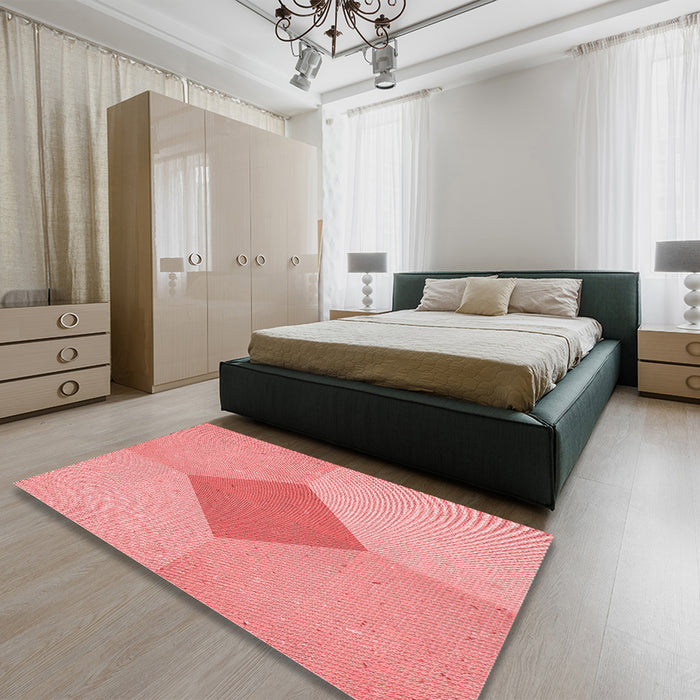 Patterned Pastel Pink Rug in a Bedroom, pat2856rd