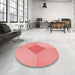Round Patterned Pastel Pink Rug in a Office, pat2856rd