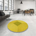 Round Patterned Golden Yellow Rug in a Office, pat2856yw