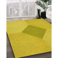 Patterned Golden Yellow Rug, pat2856yw