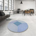 Round Patterned Steel Blue Novelty Rug in a Office, pat2856