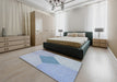 Patterned Steel Blue Novelty Rug in a Bedroom, pat2856