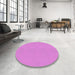 Round Patterned Violet Purple Rug in a Office, pat2857pur