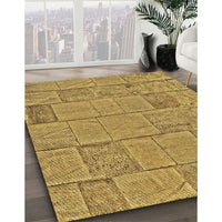 Patterned Yellow Rug, pat2858brn