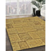 Patterned Yellow Rug in Family Room, pat2858brn