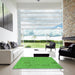 Machine Washable Transitional Neon Green Rug in a Kitchen, wshpat2858grn