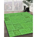 Patterned Neon Green Rug in Family Room, pat2858grn