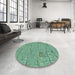 Round Patterned Green Rug in a Office, pat2858lblu