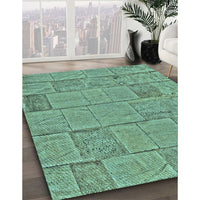 Patterned Green Rug, pat2858lblu