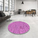 Round Patterned Violet Purple Rug in a Office, pat2858pur