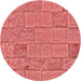 Square Patterned Ruby Red Rug, pat2858rd