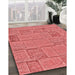 Patterned Ruby Red Rug in Family Room, pat2858rd