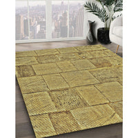 Patterned Chrome Gold Yellow Novelty Rug, pat2858