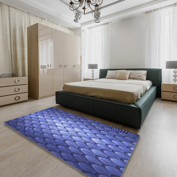 Patterned Sky Blue Rug in a Bedroom, pat2859blu