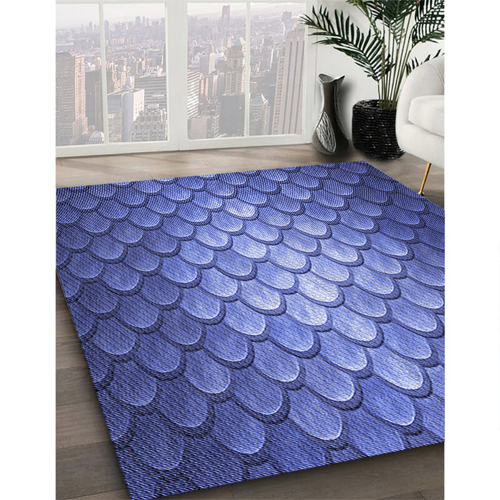 Patterned Sky Blue Rug in Family Room, pat2859blu