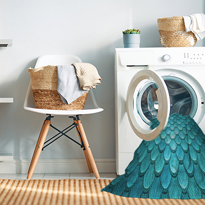 Machine Washable Transitional Teal Green Rug in a Washing Machine, wshpat2859lblu