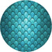 Square Patterned Teal Green Rug, pat2859lblu